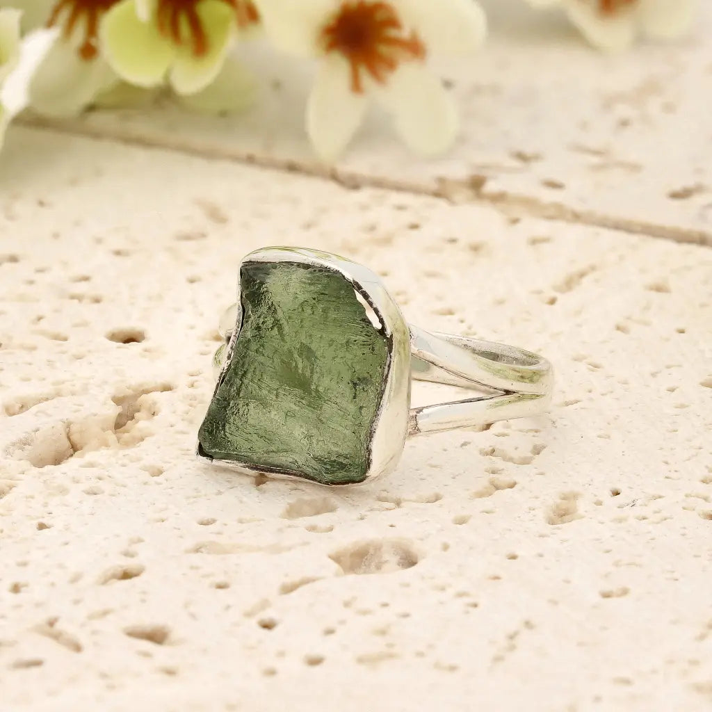 Get your Sterling Silver Raw Moldavite Bezel Ring online now or in store at Forever Gems in Franschhoek, South Africa