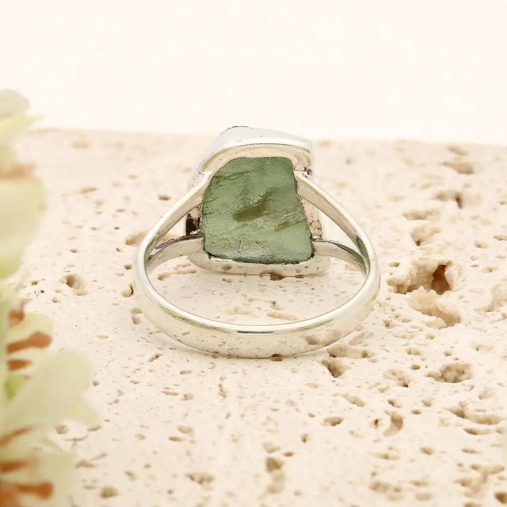 Get your Sterling Silver Raw Moldavite Bezel Ring online now or in store at Forever Gems in Franschhoek, South Africa