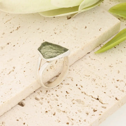 Get your Sterling Silver Raw Moldavite Bezel Ring online now or in store at Forever Gems in Franschhoek, South Africa