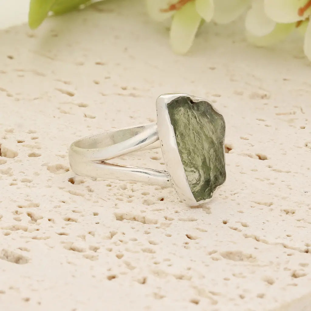 Get your Sterling Silver Raw Moldavite Bezel Ring online now or in store at Forever Gems in Franschhoek, South Africa