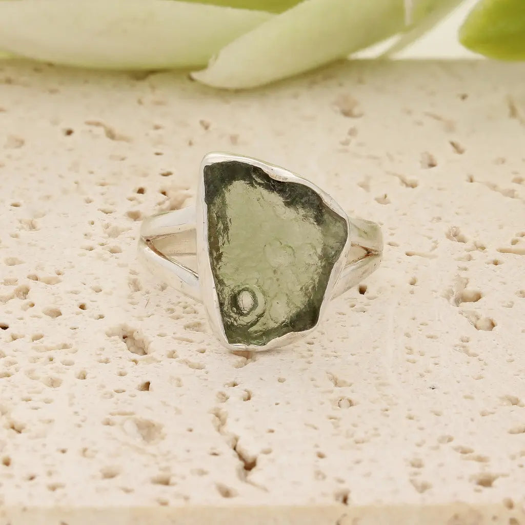 Get your Sterling Silver Raw Moldavite Bezel Ring online now or in store at Forever Gems in Franschhoek, South Africa