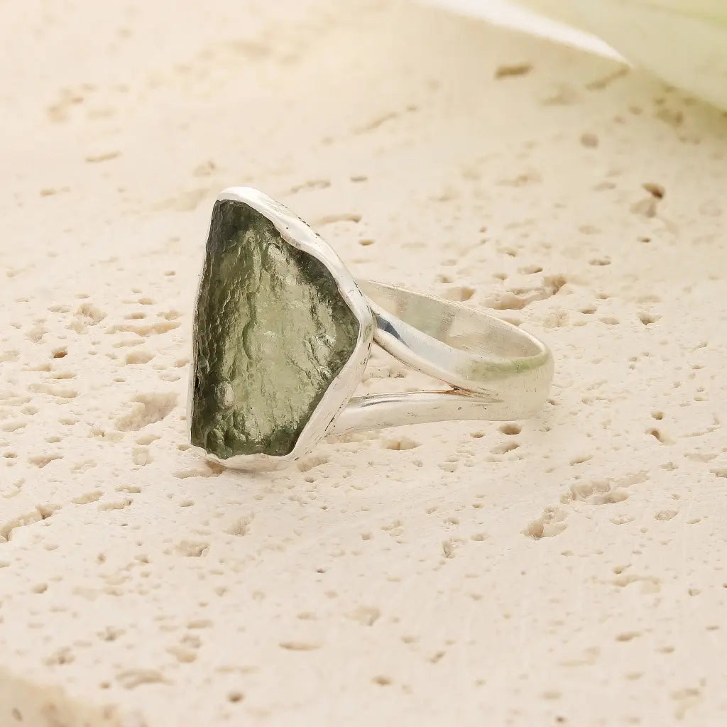 Get your Sterling Silver Raw Moldavite Bezel Ring online now or in store at Forever Gems in Franschhoek, South Africa