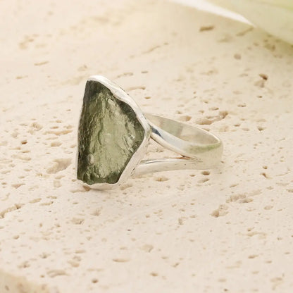 Get your Sterling Silver Raw Moldavite Bezel Ring online now or in store at Forever Gems in Franschhoek, South Africa