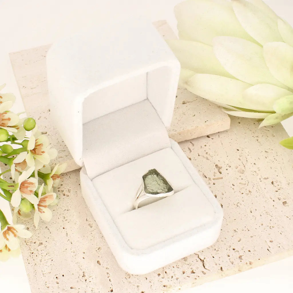 Get your Sterling Silver Raw Moldavite Bezel Ring online now or in store at Forever Gems in Franschhoek, South Africa
