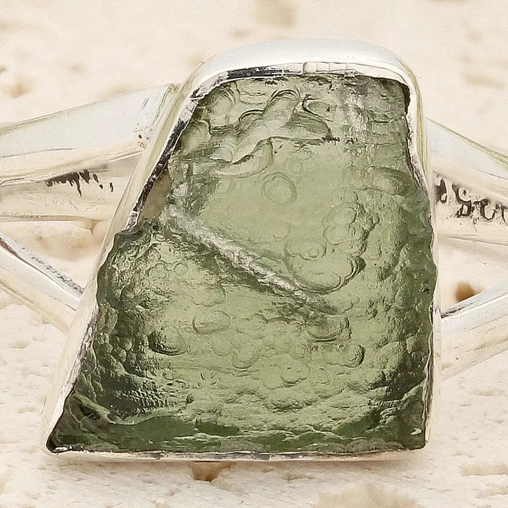 Get your Sterling Silver Natural Freeform Moldavite Ring online now or in store at Forever Gems in Franschhoek, South Africa