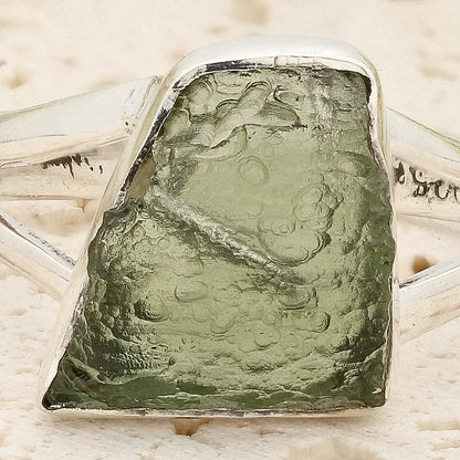 Get your Sterling Silver Natural Freeform Moldavite Ring online now or in store at Forever Gems in Franschhoek, South Africa