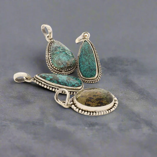 Buy your Chrysocolla Sterling Silver Pendant online now or in store at Forever Gems in Franschhoek, South Africa