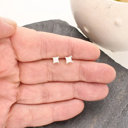 Get your Moonlight Square Rainbow Moonstone 4-Claw Stud Earrings online now or in store at Forever Gems in Franschhoek, South Africa