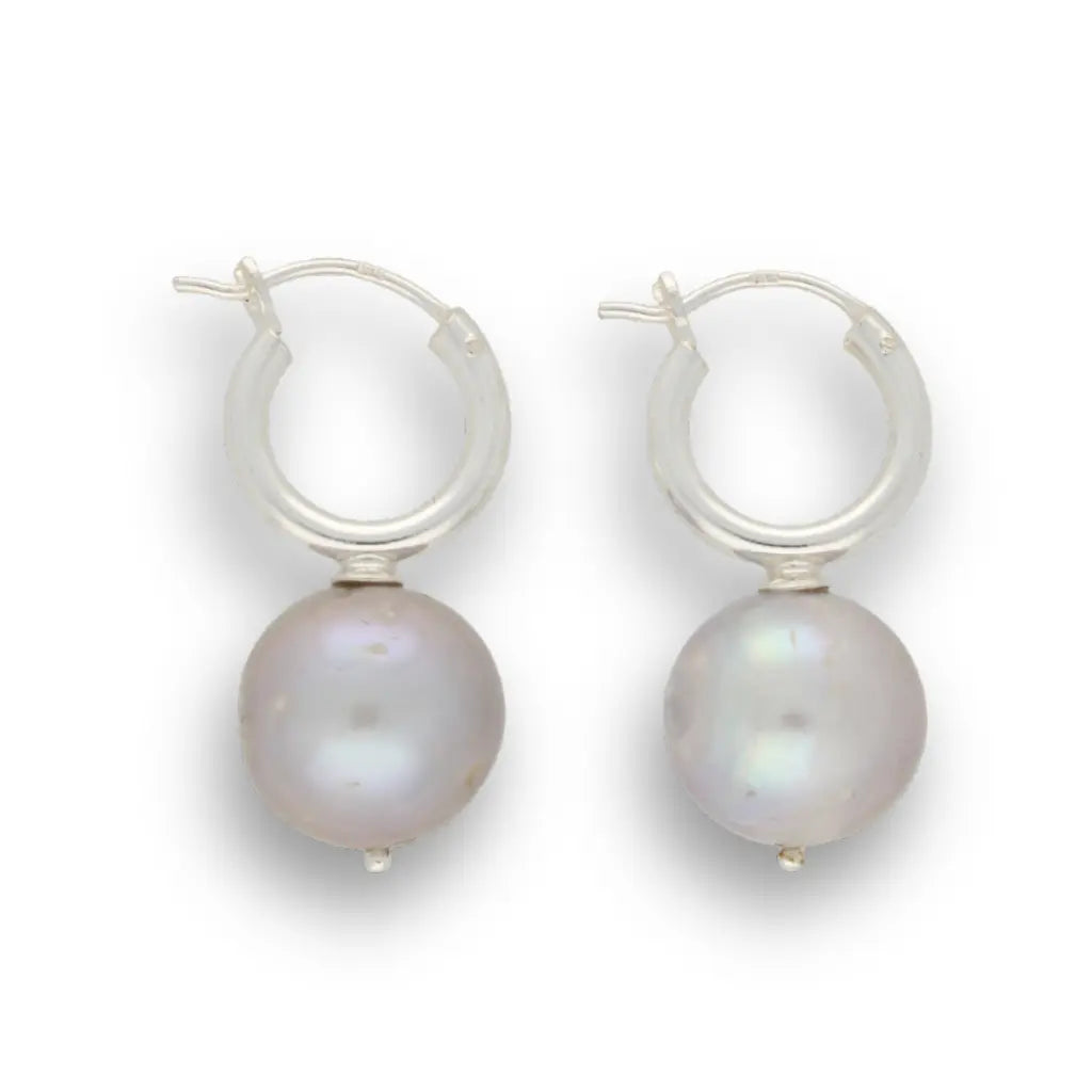 Get your Silver Storm Natural Grey Round Pearl Hoop Earrings online now or in store at Forever Gems in Franschhoek, South Africa