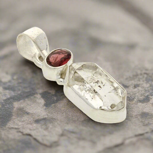 Get your Herkimer & Garnet Duo in Sterling Silver - Celestial Sparkle online now or in store at Forever Gems in Franschhoek, South Africa