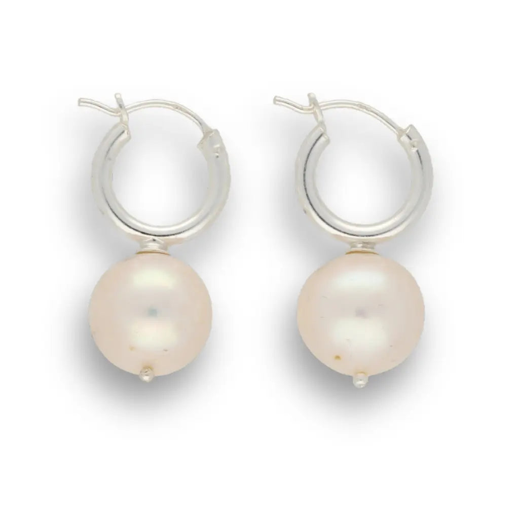 Get your Luminous Orb Natural White Oval Pearl Hoop Earring online now or in store at Forever Gems in Franschhoek, South Africa