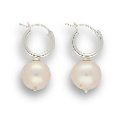 Get your Luminous Orb Natural White Oval Pearl Hoop Earring online now or in store at Forever Gems in Franschhoek, South Africa