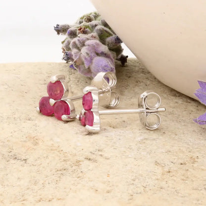 Get your Ruby Bloom Trio Natural Ruby Stud Earrings online now or in store at Forever Gems in Franschhoek, South Africa
