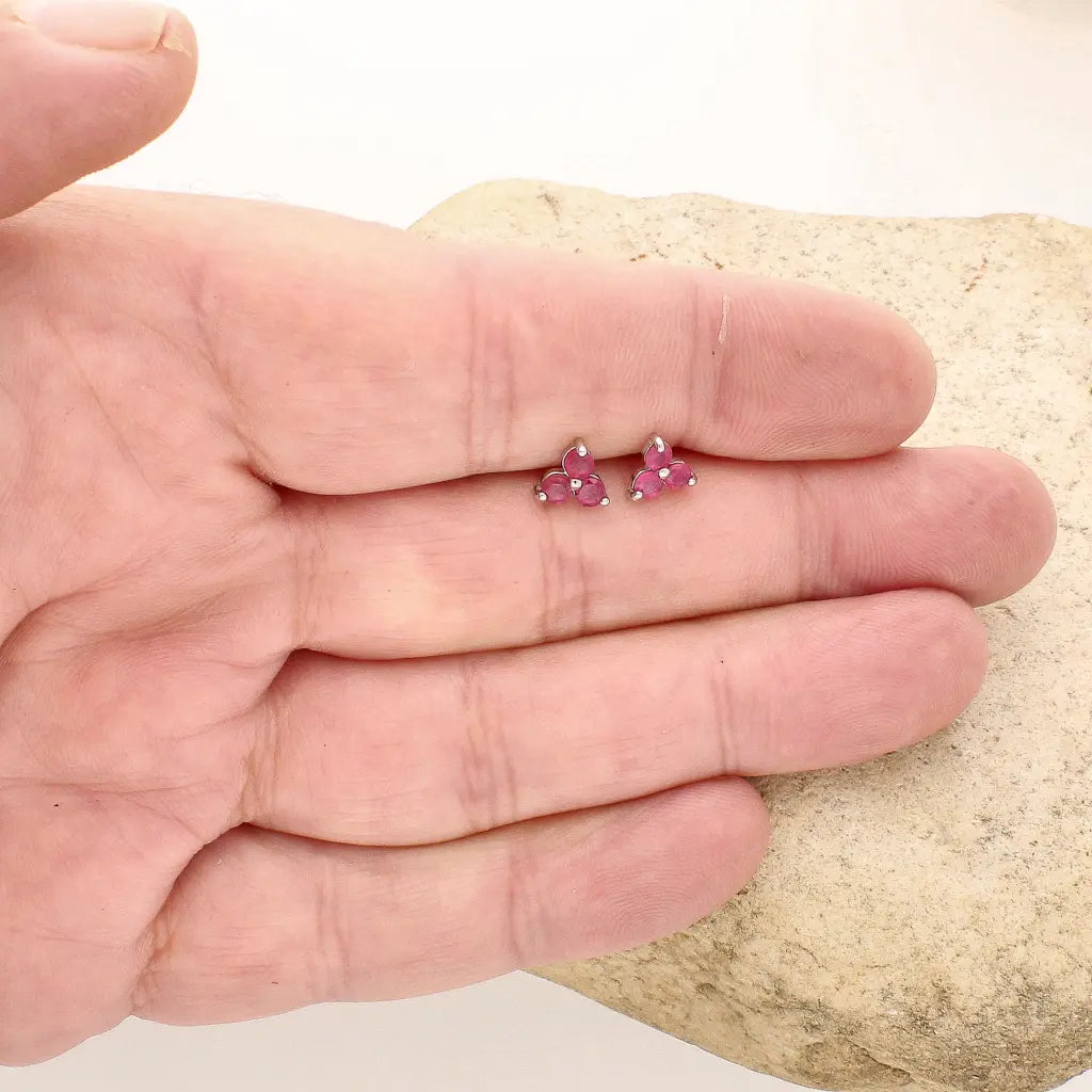 Get your Ruby Bloom Trio Natural Ruby Stud Earrings online now or in store at Forever Gems in Franschhoek, South Africa