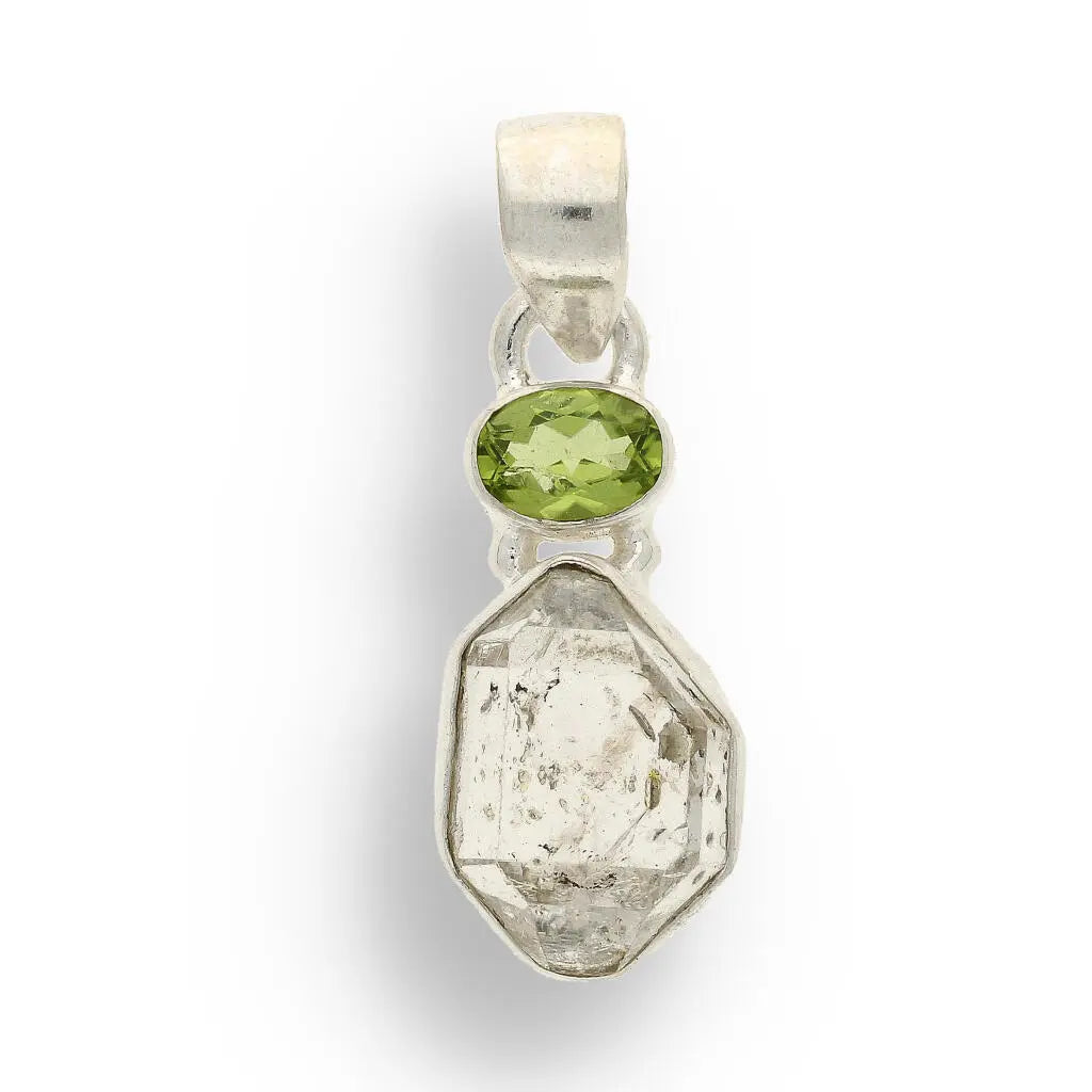 Get your Herkimer & Peridot Silver Pendant - Manifest & Flourish online now or in store at Forever Gems in Franschhoek, South Africa