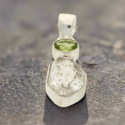 Get your Herkimer & Peridot Silver Pendant - Manifest & Flourish online now or in store at Forever Gems in Franschhoek, South Africa