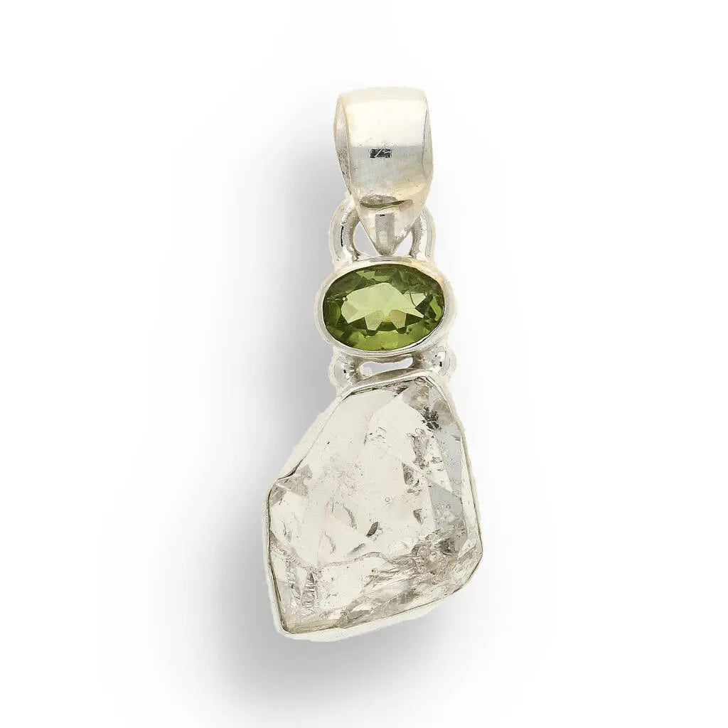Get your Herkimer & Peridot Silver Pendant - Manifest & Flourish online now or in store at Forever Gems in Franschhoek, South Africa