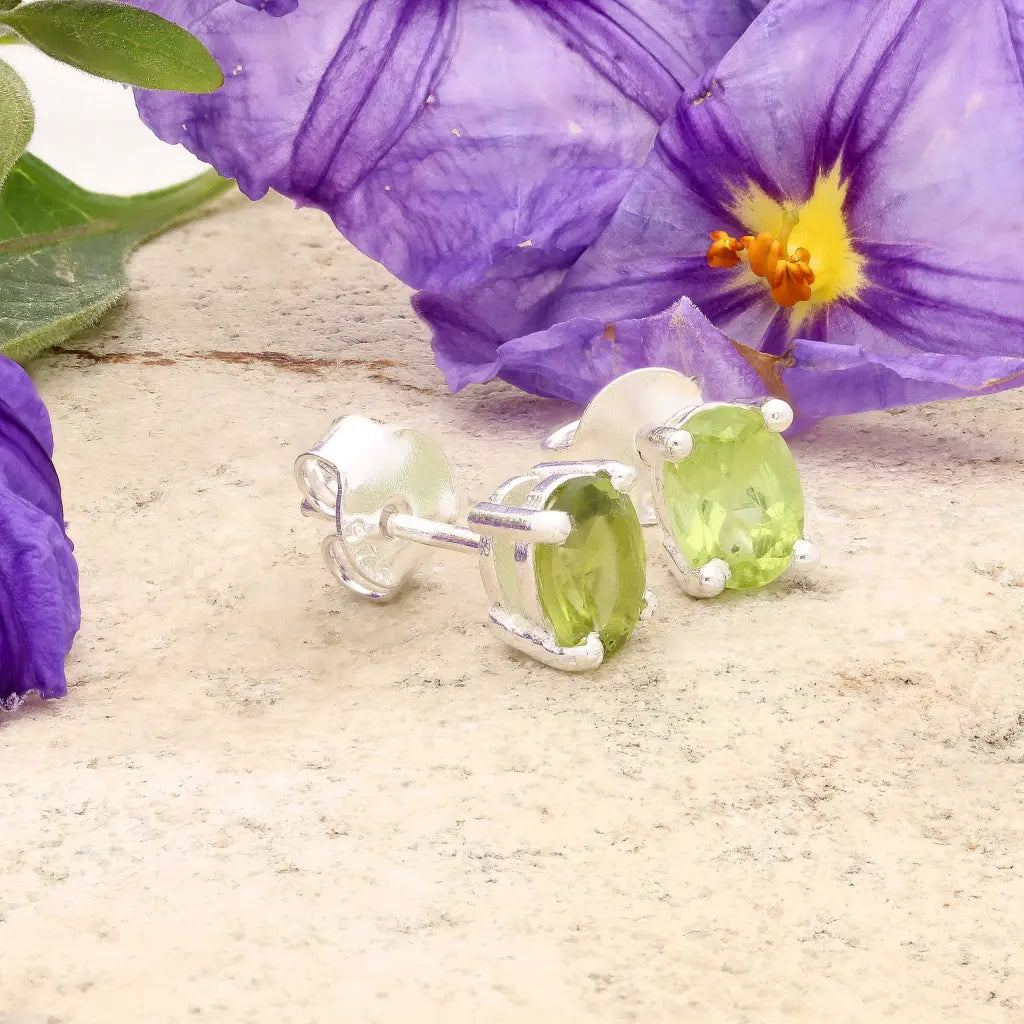 Get your Natural Peridot Oval Stud Earrings in Sterling Silver online now or in store at Forever Gems in Franschhoek, South Africa