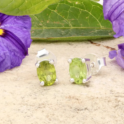 Get your Natural Peridot Oval Stud Earrings in Sterling Silver online now or in store at Forever Gems in Franschhoek, South Africa