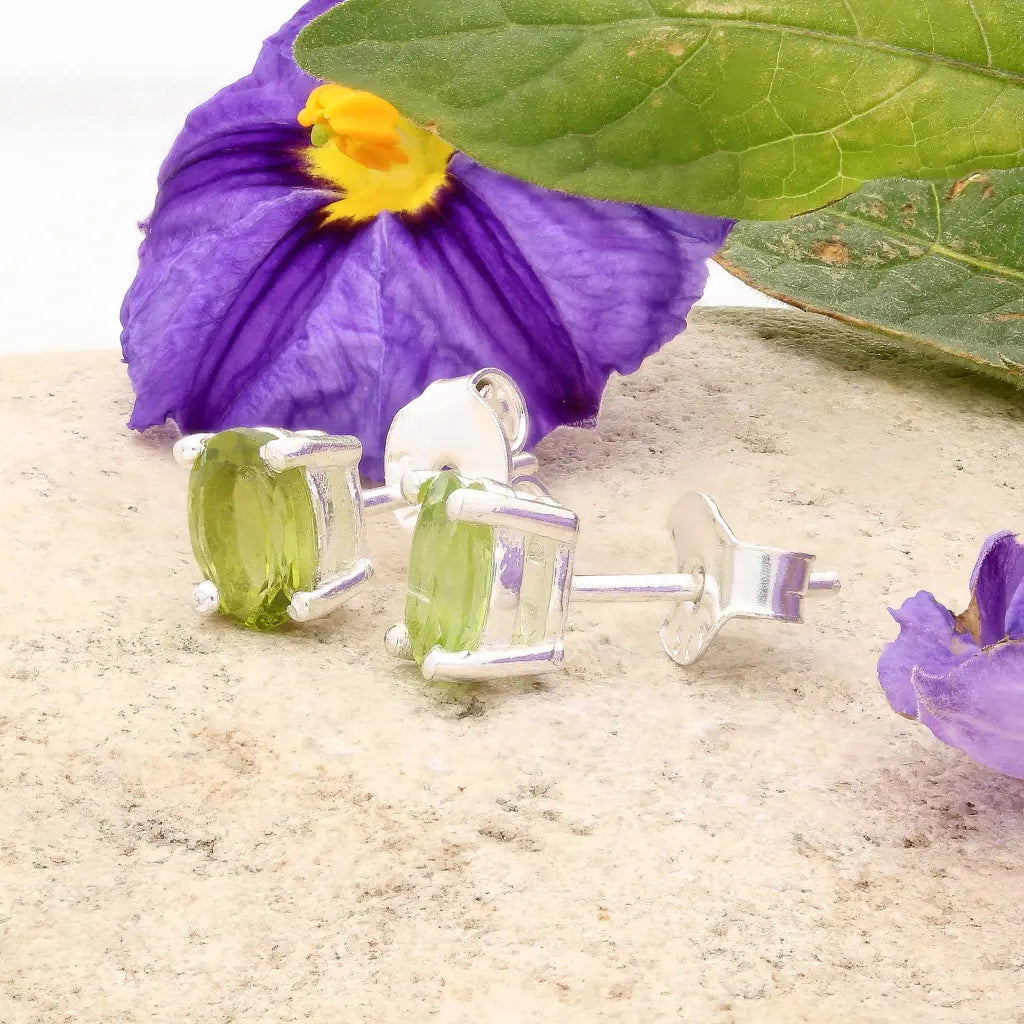 Get your Natural Peridot Oval Stud Earrings in Sterling Silver online now or in store at Forever Gems in Franschhoek, South Africa