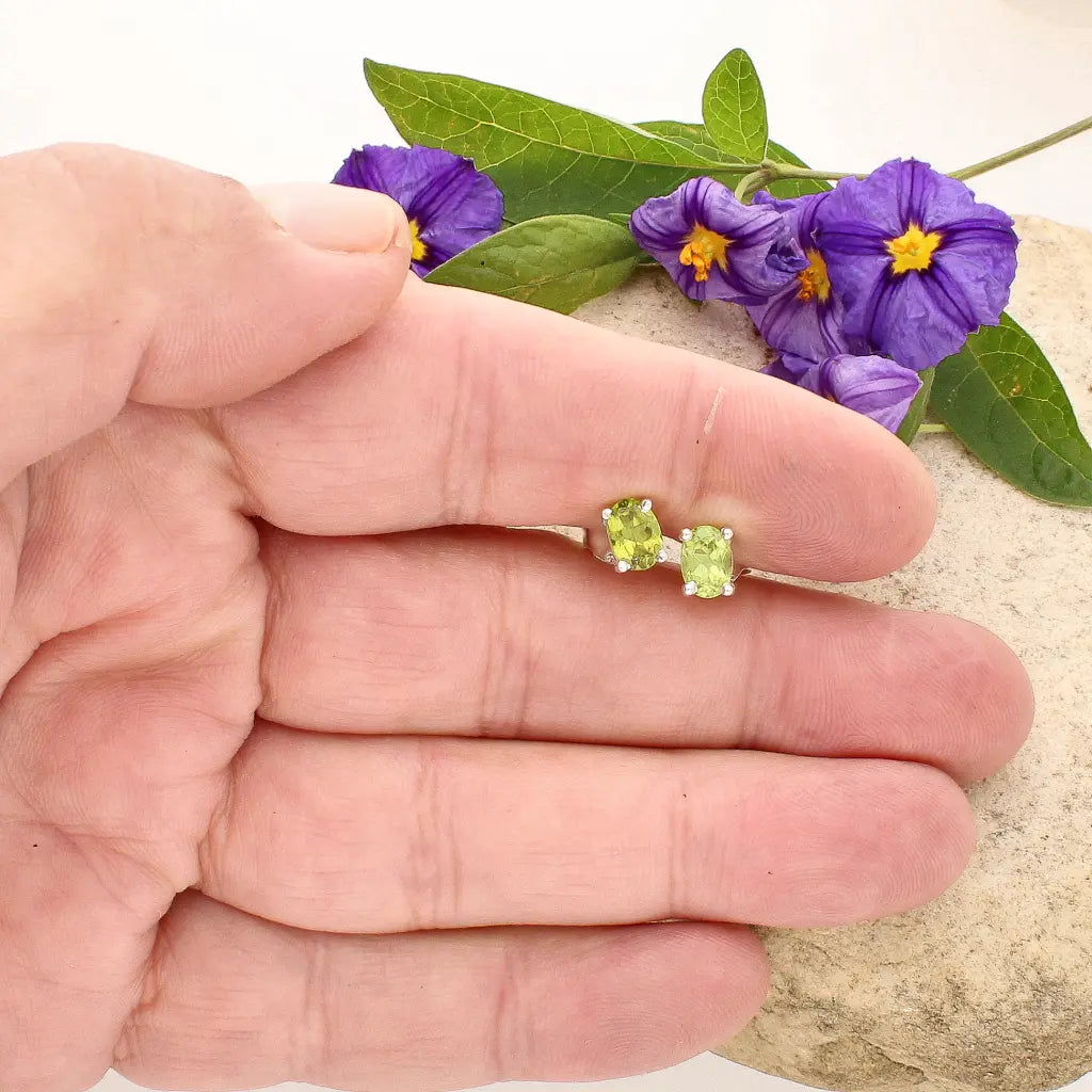 Get your Natural Peridot Oval Stud Earrings in Sterling Silver online now or in store at Forever Gems in Franschhoek, South Africa