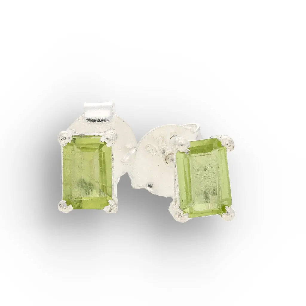 Get your August Glow Natural Peridot Radiant Cut Stud Earrings online now or in store at Forever Gems in Franschhoek, South Africa