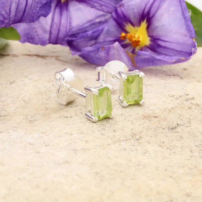 Get your August Glow Natural Peridot Radiant Cut Stud Earrings online now or in store at Forever Gems in Franschhoek, South Africa