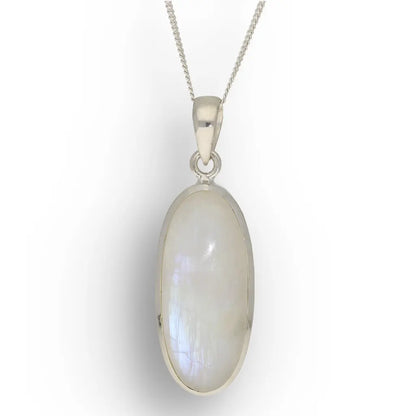 Mystic Moon: Rainbow Moonstone Silver Necklace