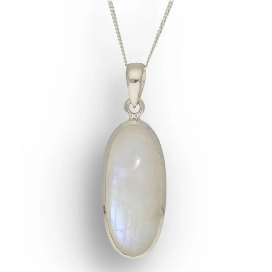 Mystic Moon: Rainbow Moonstone Silver Necklace