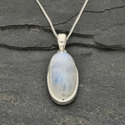 Mystic Moon: Rainbow Moonstone Silver Necklace
