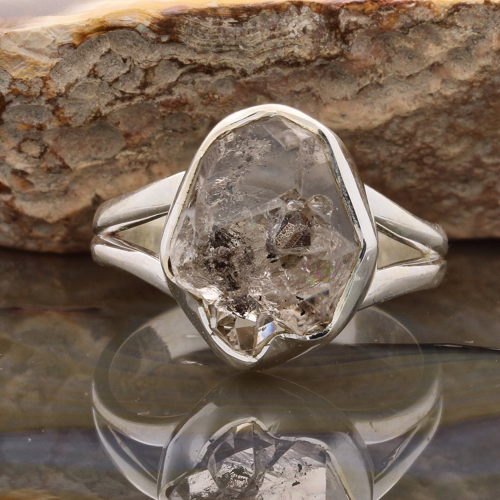 Buy your Raw Elegance: Rough Herkimer Diamond Sterling Silver Ring online now or in store at Forever Gems in Franschhoek, South Africa