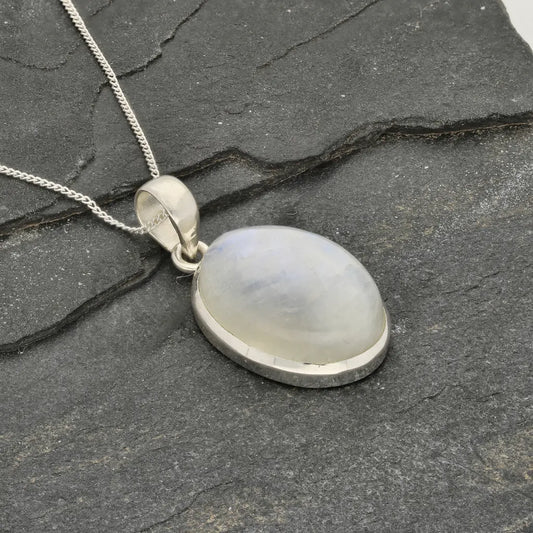 Get your Celestial Glow: Oval Rainbow Moonstone Sterling Silver Necklace online now or in store at Forever Gems in Franschhoek, South Africa