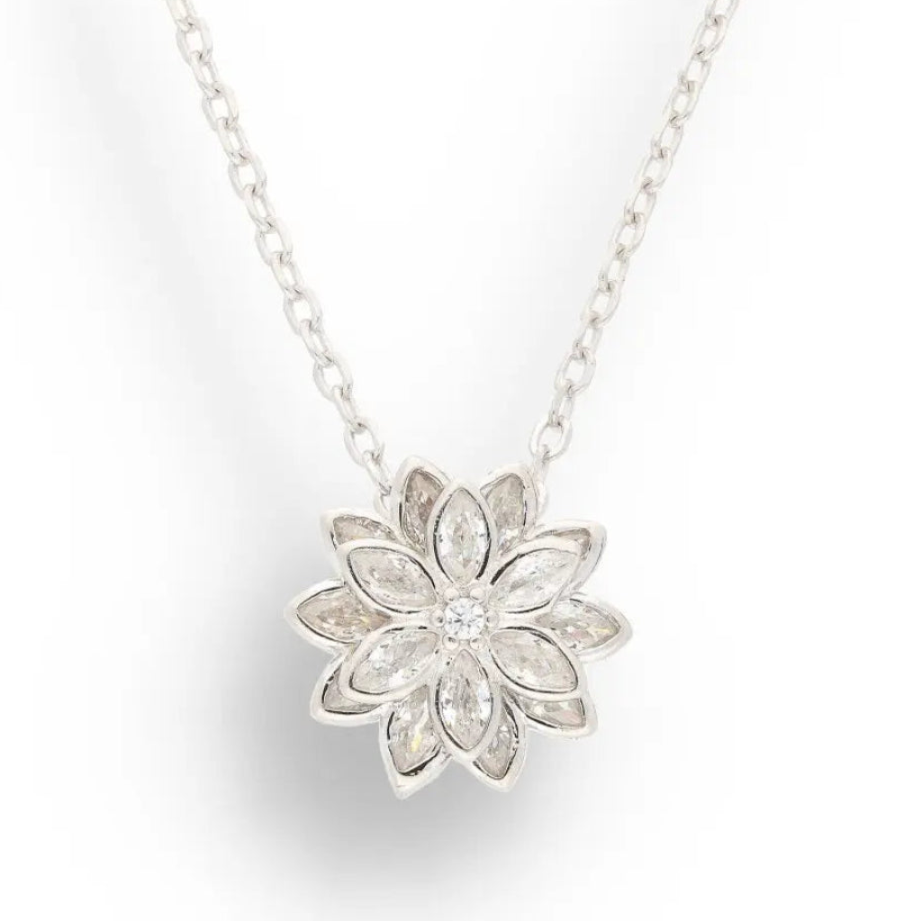 Get your Delicate Marquise-Cut Clear Cubic Zirconia Flower Necklace online now or in store at Forever Gems in Franschhoek, South Africa