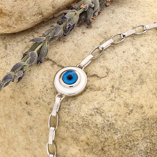 Get your Protective Evil Eye & Sterling Silver Chain Bracelet online now or in store at Forever Gems in Franschhoek, South Africa