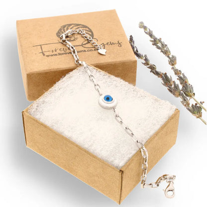Get your Protective Evil Eye & Sterling Silver Chain Bracelet online now or in store at Forever Gems in Franschhoek, South Africa