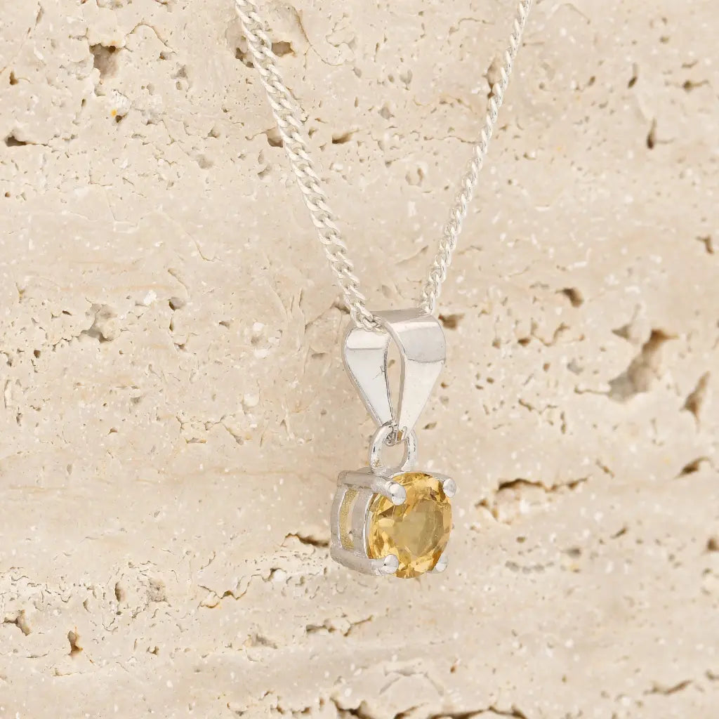 Get your Sterling Silver Citrine Solitaire Necklace online now or in store at Forever Gems in Franschhoek, South Africa