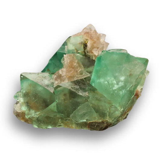 Buy your Exceptional Green Octahedral Fluorite Cluster with Quartz online now or in store at Forever Gems in Franschhoek, South Africa