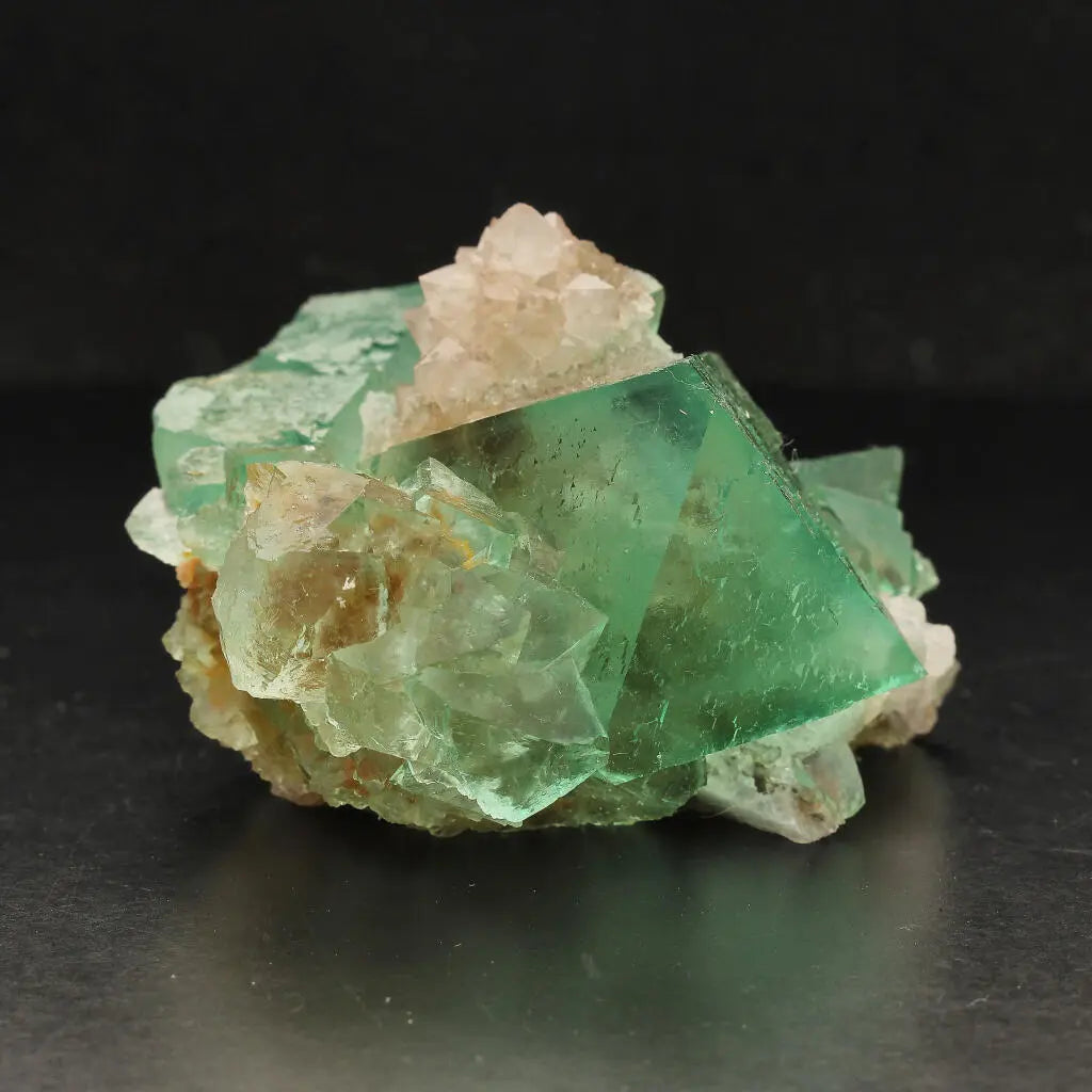 Buy your Exceptional Green Octahedral Fluorite Cluster with Quartz online now or in store at Forever Gems in Franschhoek, South Africa