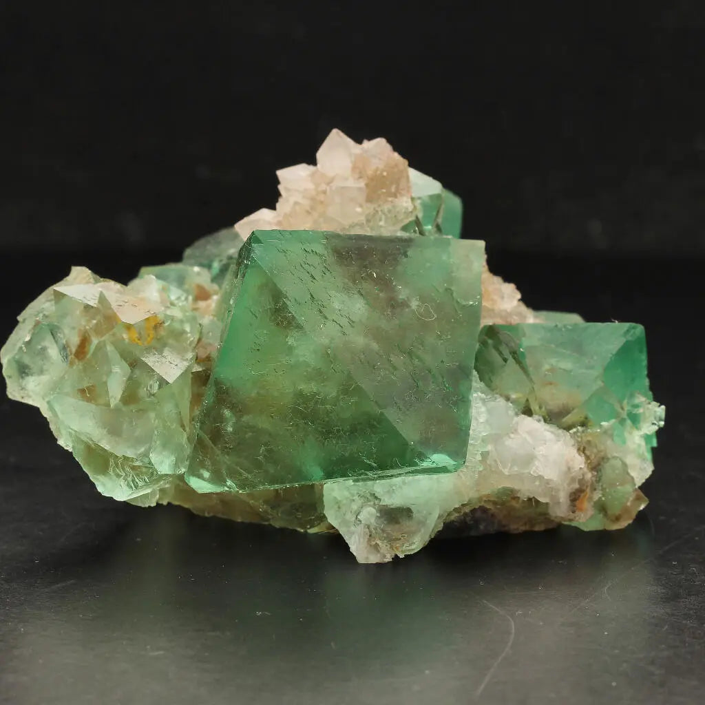 Buy your Exceptional Green Octahedral Fluorite Cluster with Quartz online now or in store at Forever Gems in Franschhoek, South Africa