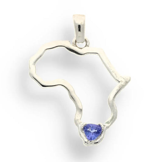 Get your African Continent Tanzanite Pendant - Sterling Silver Heritage Necklace online now or in store at Forever Gems in Franschhoek, South Africa