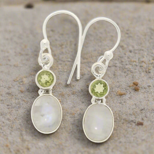 Get your Moonstone & Peridot Sterling Silver Earrings - Intuition & Radiance online now or in store at Forever Gems in Franschhoek, South Africa
