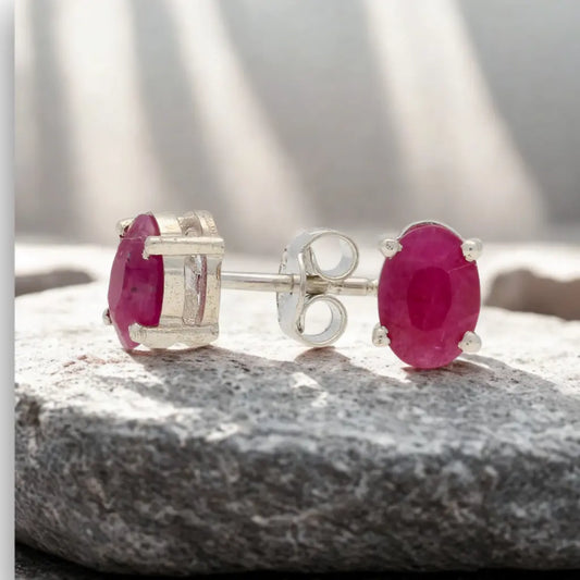 Get your Spark Romance: Natural Ruby Sterling Silver Stud Earrings online now or in store at Forever Gems in Franschhoek, South Africa