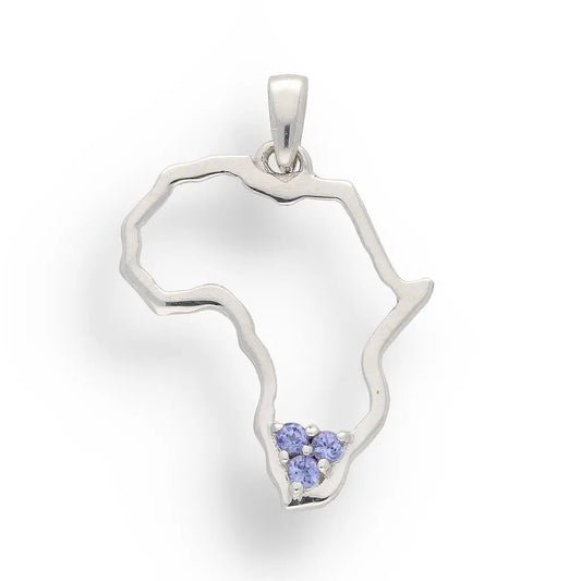 Get your Triple Tanzanite Africa Pendant - Sterling Silver Continental Necklace online now or in store at Forever Gems in Franschhoek, South Africa