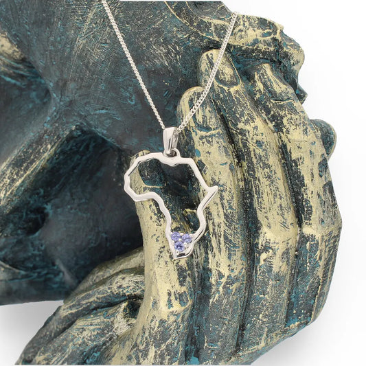 Get your Triple Tanzanite Africa Pendant - Sterling Silver Continental Necklace online now or in store at Forever Gems in Franschhoek, South Africa
