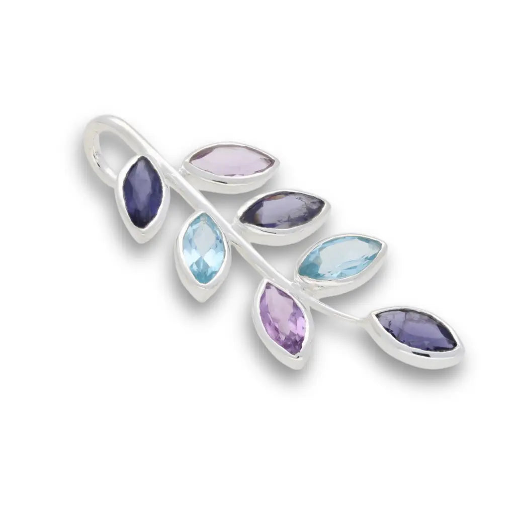 Buy your Leaf & Light Amethyst, Iolite & Blue Topaz Silver Pendant online now or in store at Forever Gems in Franschhoek, South Africa