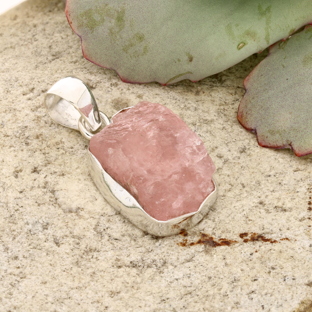 Buy your Elemental Aura Rough Rose Quartz Necklace online now or in store at Forever Gems in Franschhoek, South Africa
