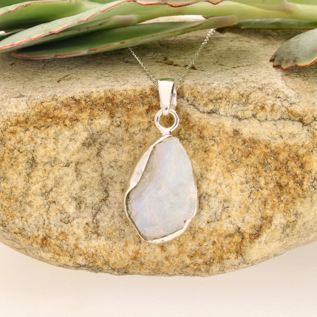 Buy your Elemental Aura Rough Moonstone Necklace online now or in store at Forever Gems in Franschhoek, South Africa