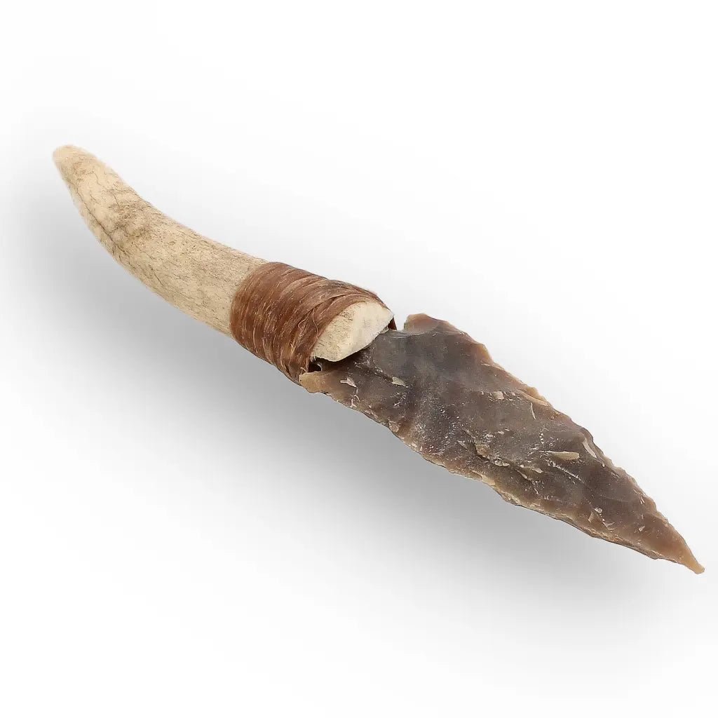 Prehistoric Hafted Chert Knife Replica with Antler Handle