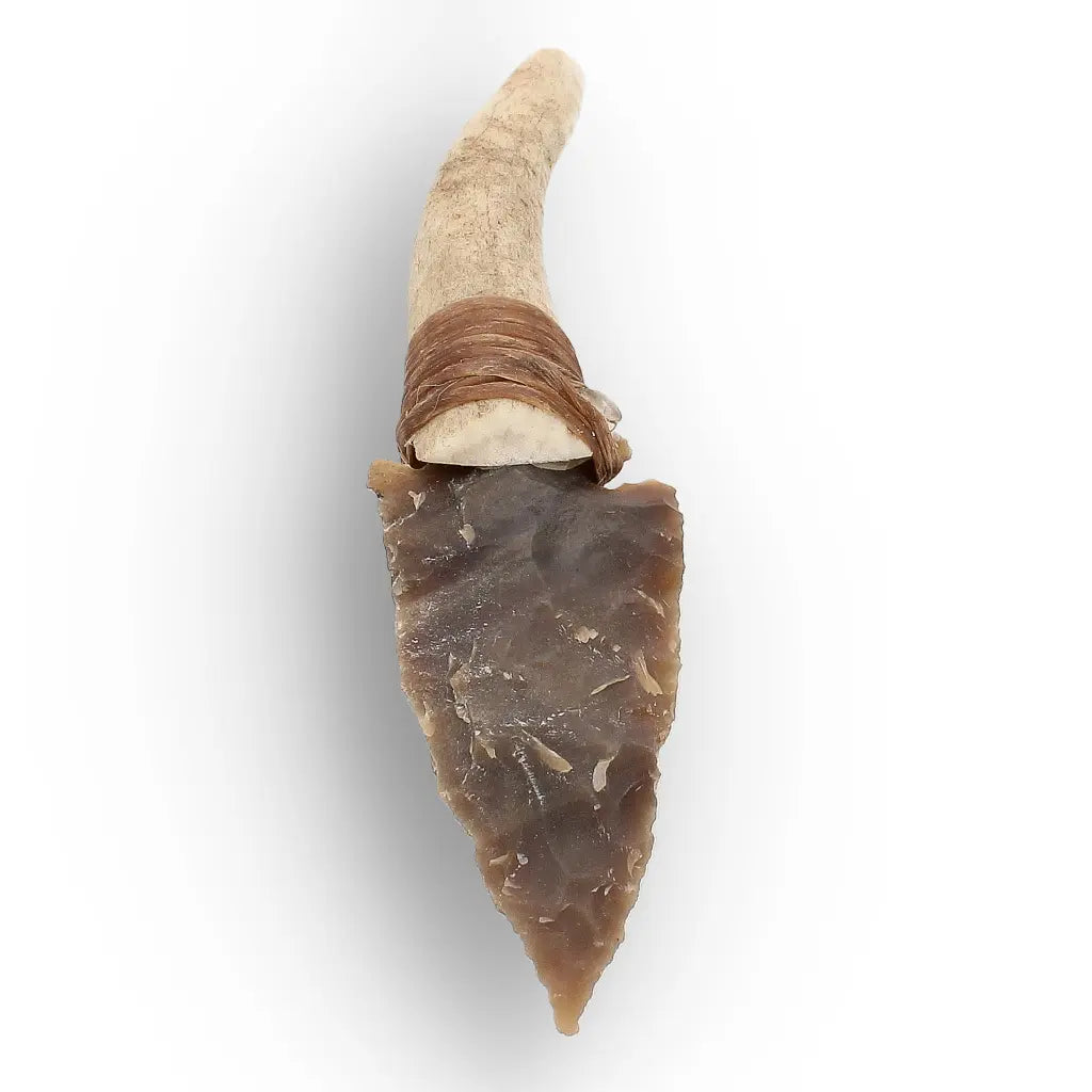 Prehistoric Hafted Chert Knife Replica with Antler Handle