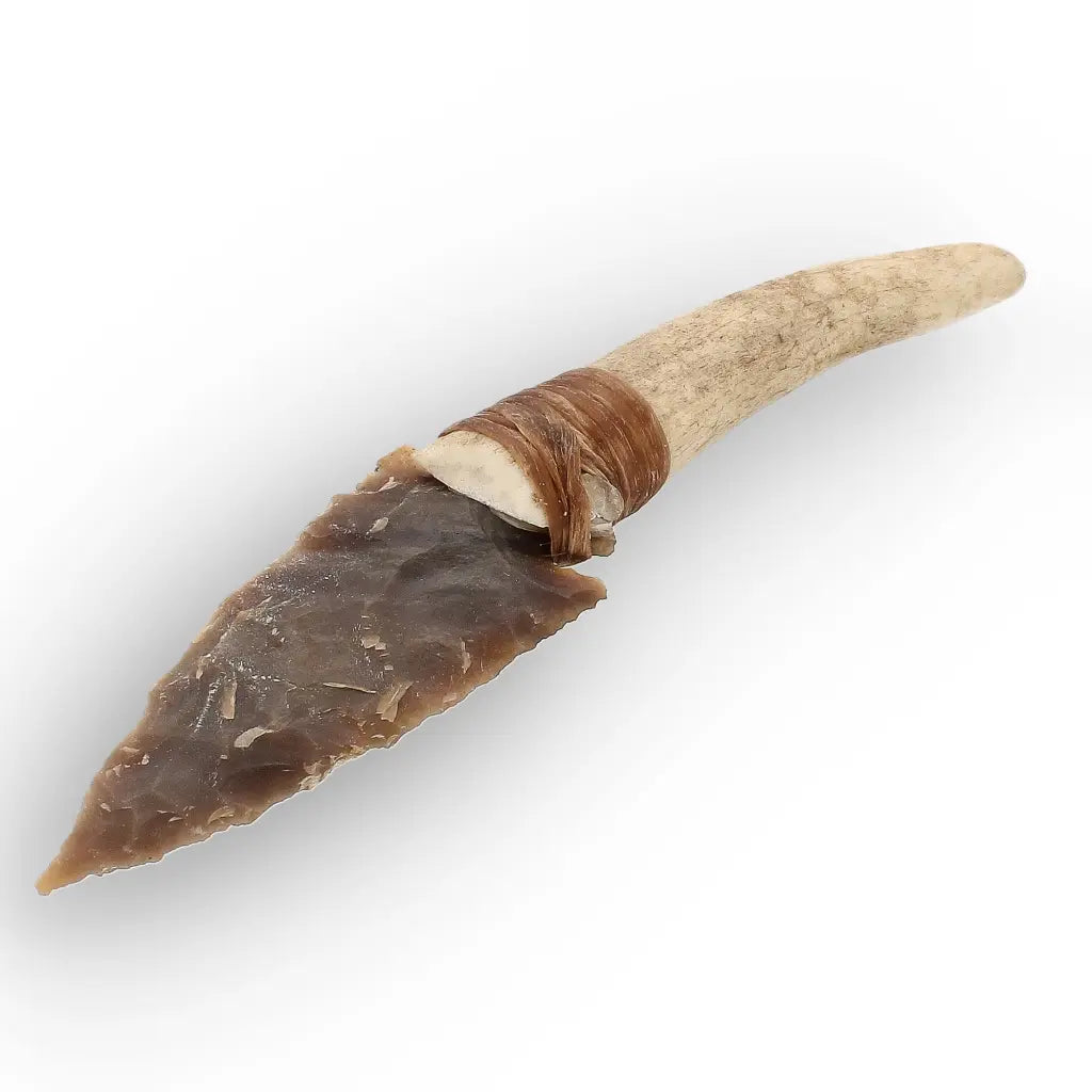 Prehistoric Hafted Chert Knife Replica with Antler Handle